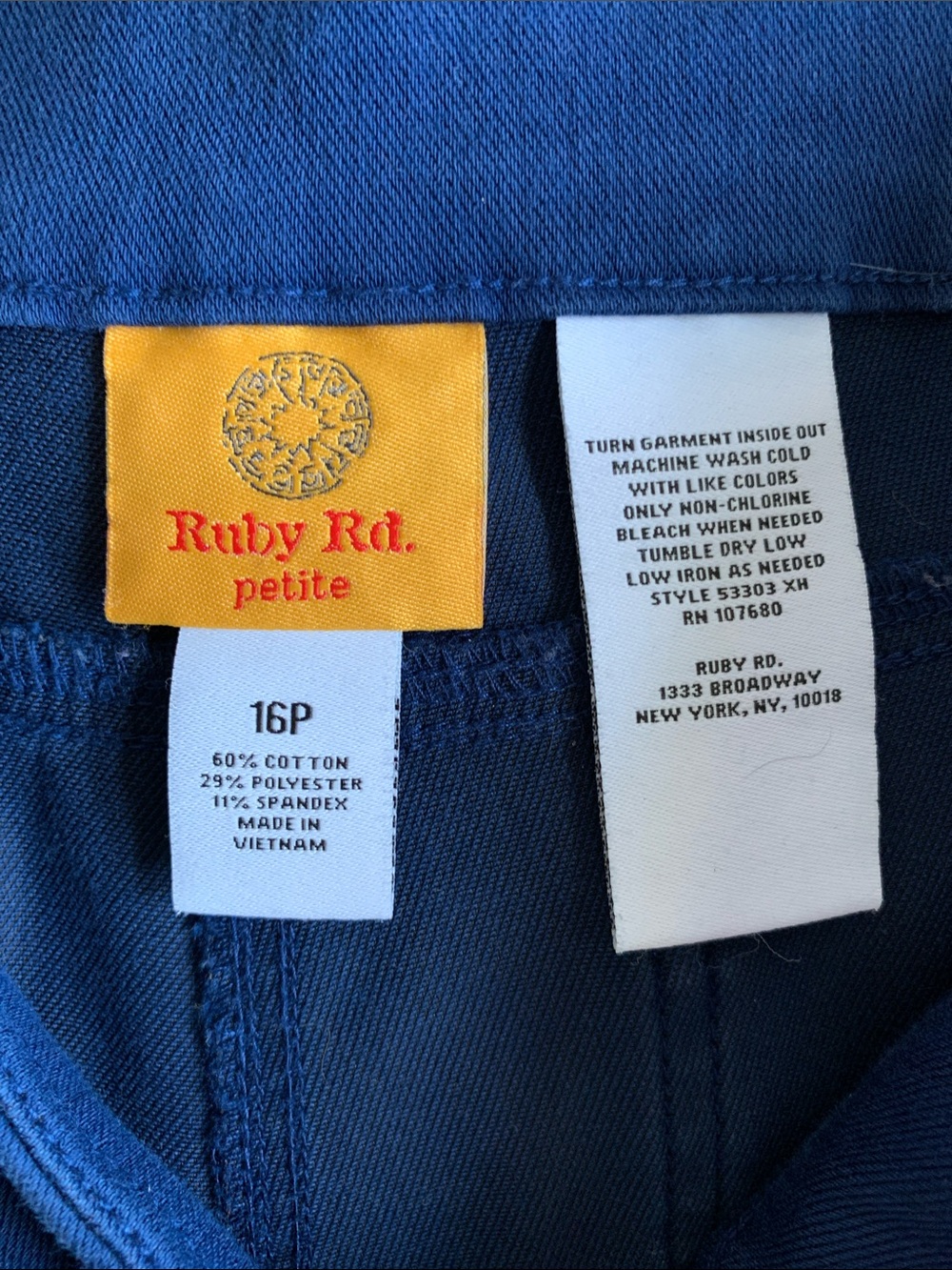 Ruby Rd Petite Classic Women's Pull-On Pants in Deep Blue - Picture 3 of 3